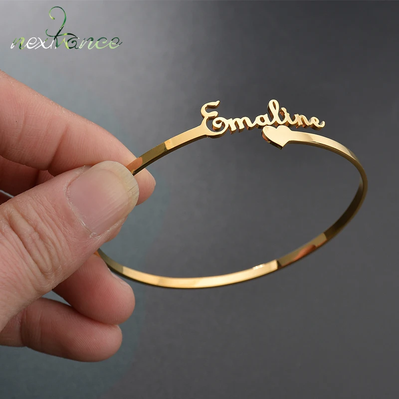 Top Trends: Nextvance Customized Nameplate Name Bracelet Personalized Custom Cuff Bangles Women Men Gold Color Stainless Steel Jewelry Shoppable Styles