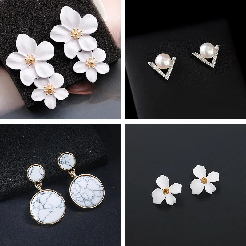 Top Trends: New Korean Fashion Dangle Earrings For Women White Flower Drop Earrings Pendientes New Year Gift Fashion Ear Jewelry Aretes Shoppable Styles