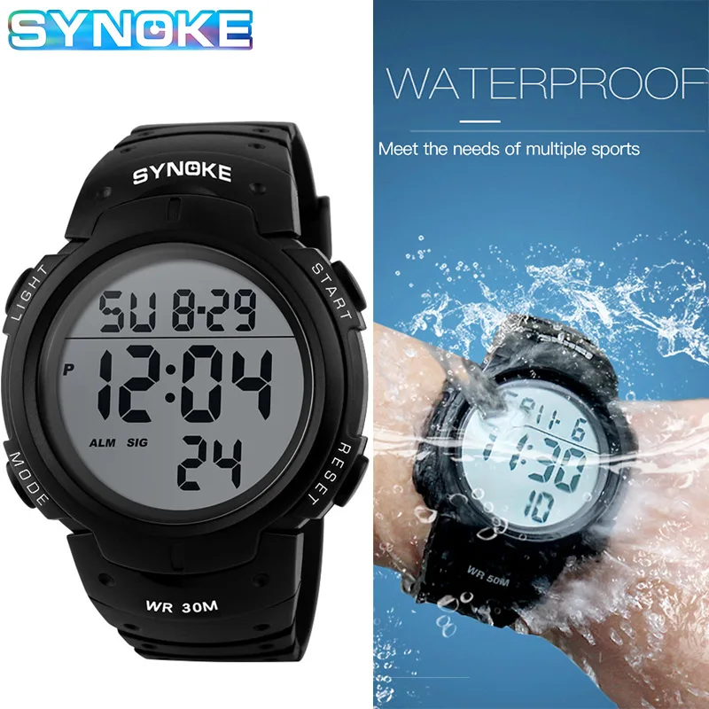 Top Trends: SYNOKE 9668 Men Sports Watches Chronos Countdown Men's Watch Waterproof LED Digital Watch Man Electronic Clock Relogio Masculino Shoppable Styles