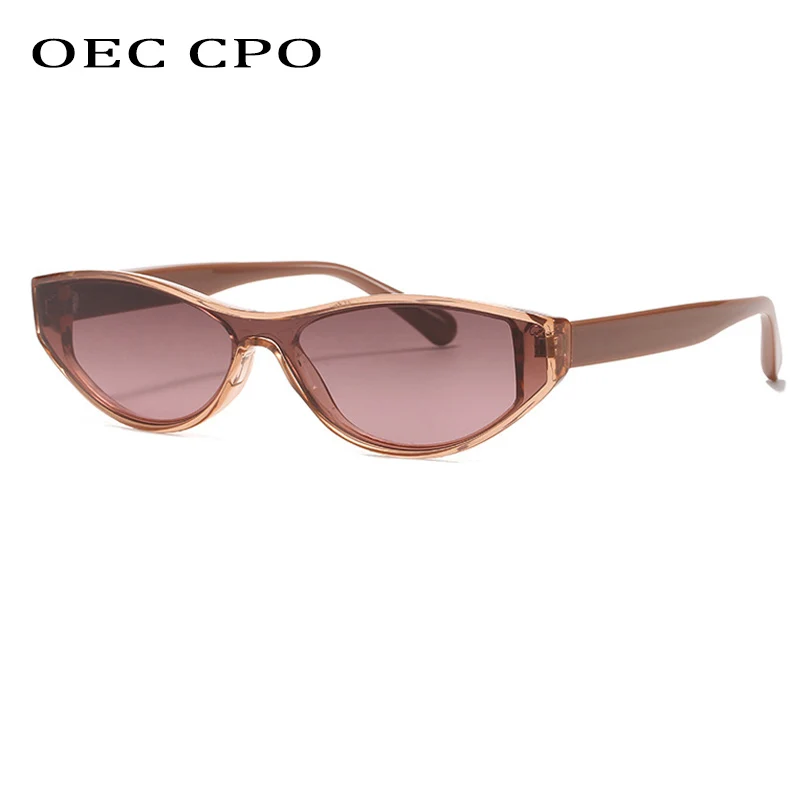 Top Trends: OEC CPO Fashion Small One Piece Sunglasses Women Vintage Cat Eye Sun Glasses For Female Brand Unique Punk Shades UV400 Oculos Shoppable Styles