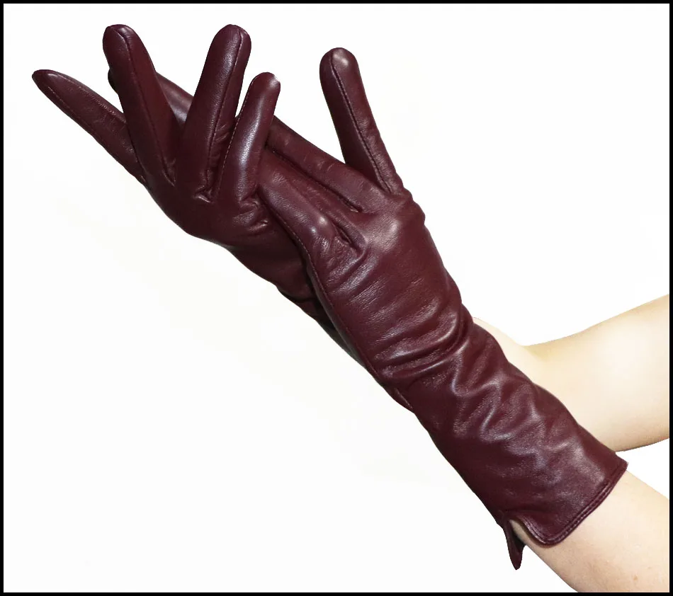 Top Trends: Leather Gloves Women's Sheepskin Mid-length Plus Velvet Thickened Winter Warmth Color Touch Screen Authentic 2023 New Style Shoppable Styles - Image 3