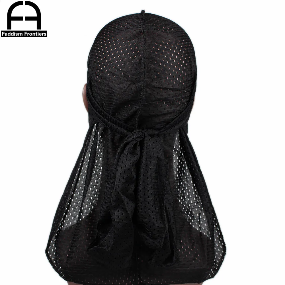 Top Trends: Summer Men Mesh Durag Breathable Long Tail Durags Bandanas For Men Wave Do DuRag Rags Shoppable Styles