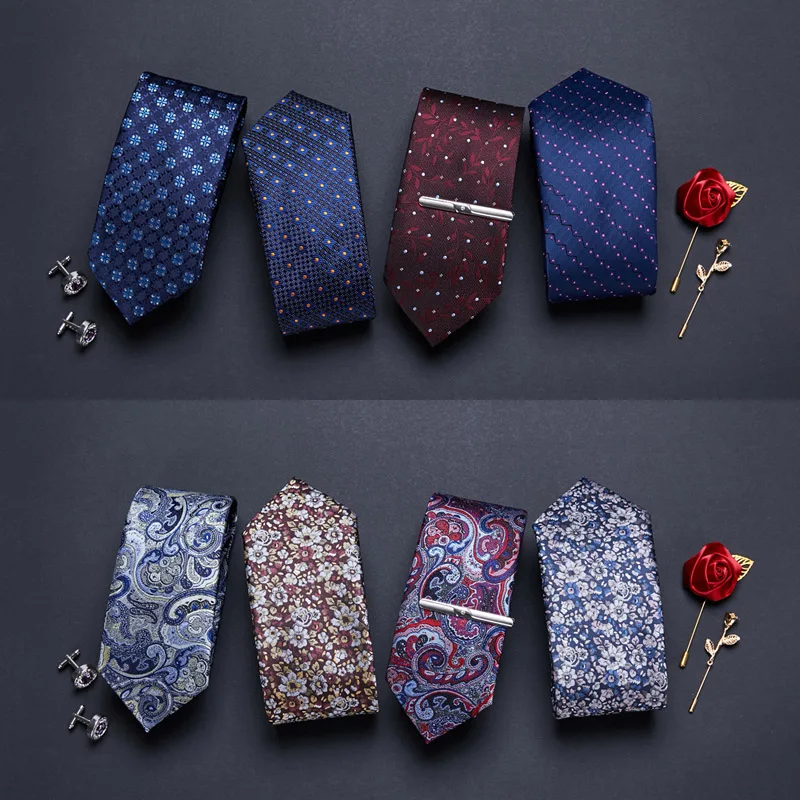 Top Trends: Italian Design Men's Print Pattern Ties For Men's 7cm Slim Neckties Polyester Jacquard Skinny Gravatas Wedding Narrow Ties Shoppable Styles