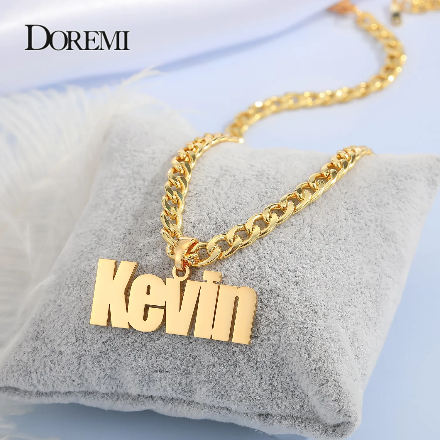 Top Trends: DOREMI 5MM Cuban Chain Custom Name Necklace Personalized Stainless Steel Old English Letter Gold Necklace Pendant Nameplate Gift Shoppable Styles