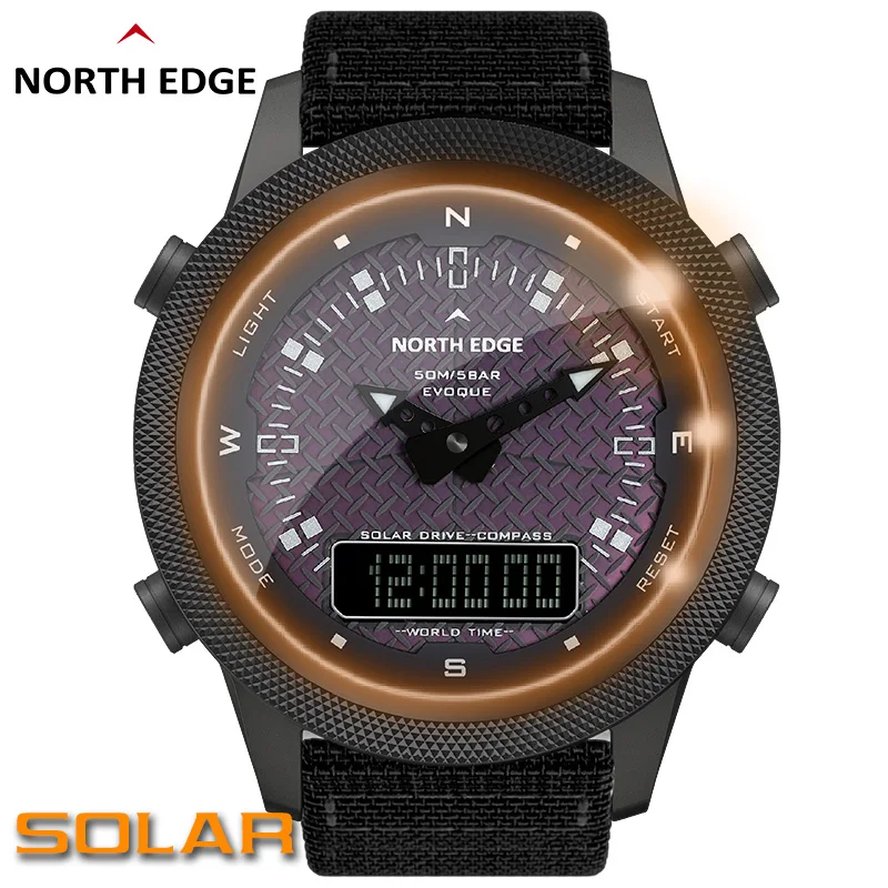 Top Trends: NORTH EDGE Men Solar Power Digital Watch Men's Outdoor Smart Watches Full Metal Waterproof 50M Compass Army Military Style Clock Shoppable Styles