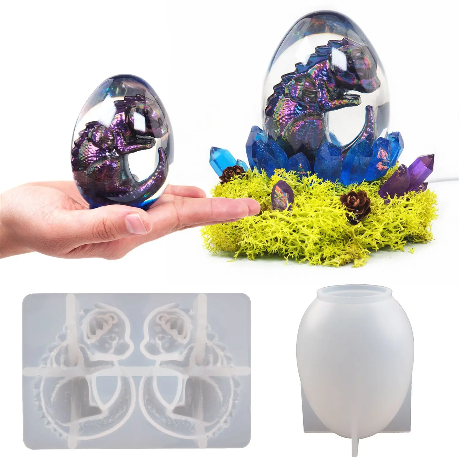 Top Trends: DIY Crystal Silicone Egg Ball Dragon Mold Egg Shaped Night Light Lamp Set Home Decoration Mirror Epoxy Silicone Mould For Resin Shoppable Styles