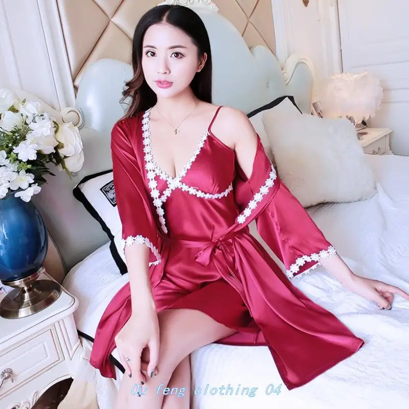 Top Trends: Plus Size 6XL Sets Satin Robe Female Bathrobe Sexy Peignoir Femme Silk Kimono Bride Dressing Gown Sleepwear Night Grow Women 2pc Shoppable Styles