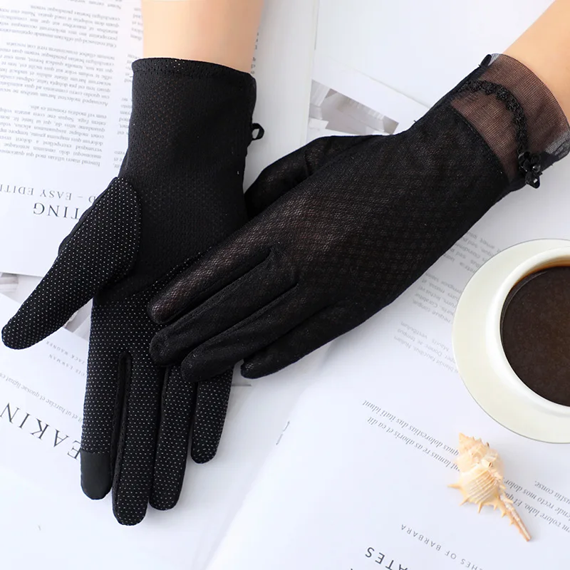 Top Trends: Women Lace Sunscreen Gloves Summer Lady Elegant Stretch Touch Screen Glove Breathable Anti Uv Slip Resistant Driving Gloves Shoppable Styles