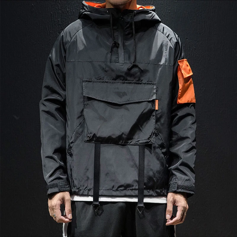 Top Trends: Men Jackets Coats Streetwear Techwear Hooded Waterproof Windbreaker Casual Outwear Hip Hop Multi-pocket Japanese Overcoat Shoppable Styles