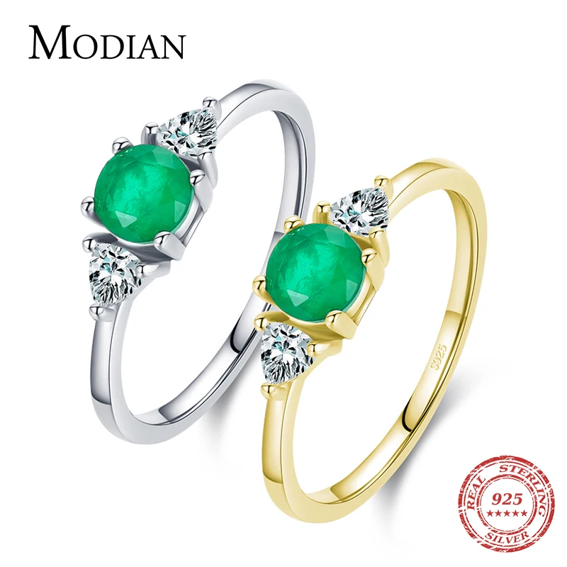 Top Trends: MODIAN Elegant Simple Round Emerald Ring Authentic 925 Sterling Silver Classic Charm Finger Rings For Women Statement Jewelry Shoppable Styles