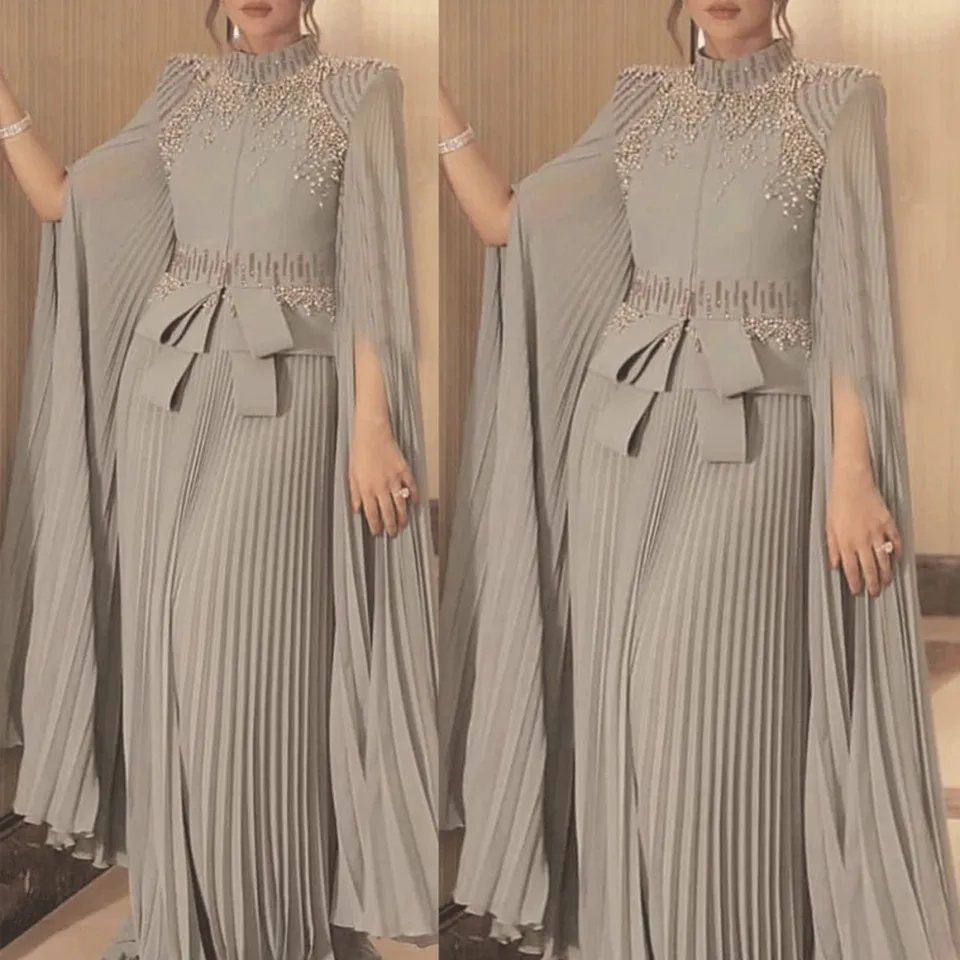 Top Trends: Elegant Mother Of The Bride Dresses 2023 Wedding Party Long Sleeves Chiffon Pleated Beading Formal Party Night Vestido De Festa Shoppable Styles