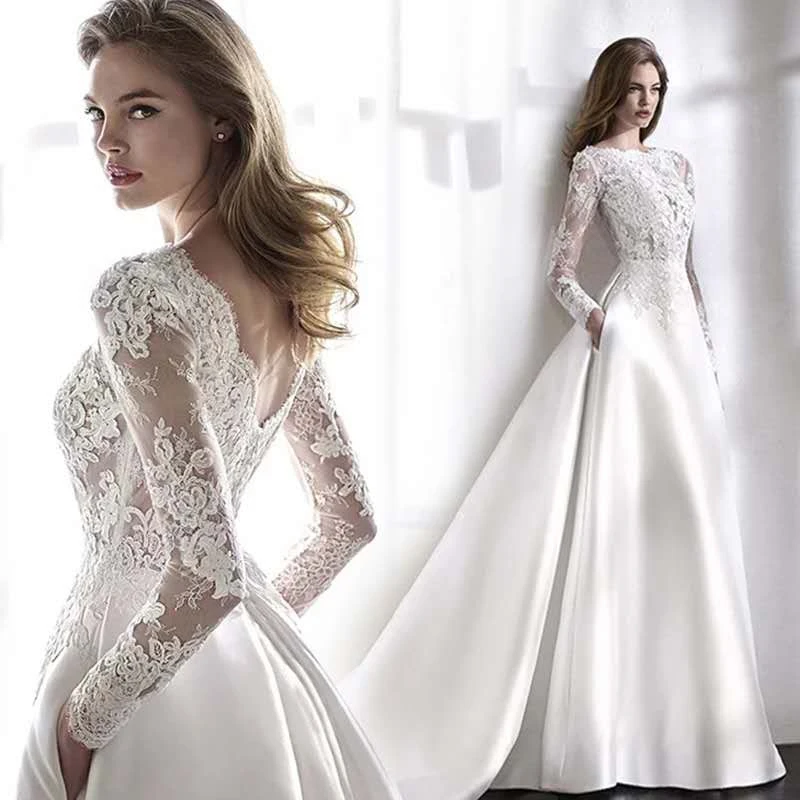 Top Trends: Wedding Dresses 2021 Bride Dress Elegant Full Case Court Train Vestido De Noiva A-line Princess Luxury Light Wedding Dress Shoppable Styles