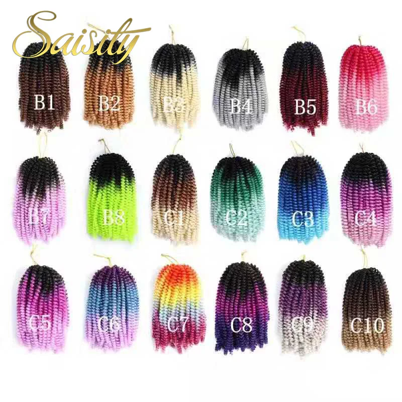 Top Trends: Saisity Ombre Synthetic Brown Spring Twist Braiding Hair Extension 30Roots / Pack Crotchet Passion Twist Braids Hair Shoppable Styles