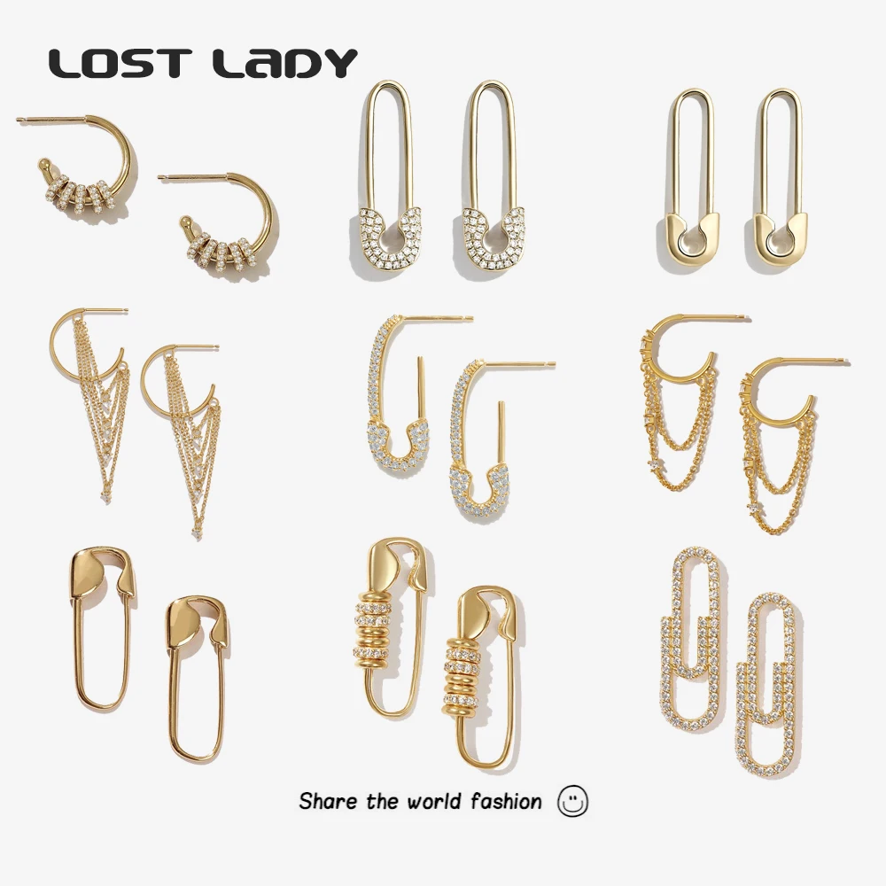 Top Trends: Lost Lady New Fashion Crystal Hoop Earrings For Women Novelty Small Alloy Tassel Pin Earrings Party Jewelry Accessories Gifts Shoppable Styles