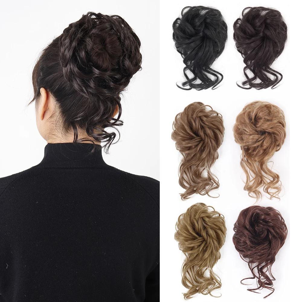 Top Trends: Synthetic Hair Bun Chignon Messy Curly Hair Band Elastic Scrunchy False Hair Pieces For Women Hairpins Brown Black Shoppable Styles