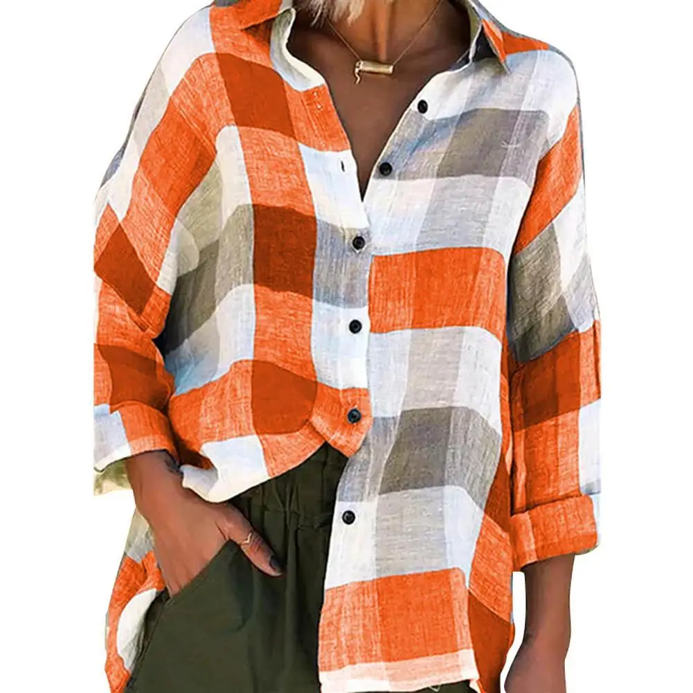 Top Trends: Plaid Blouse Newest Fashion Checkered Casual Long Sleeve Shirt Single-breasted Woman Female Lady Buttons Top Clothing Plus Size Shoppable Styles