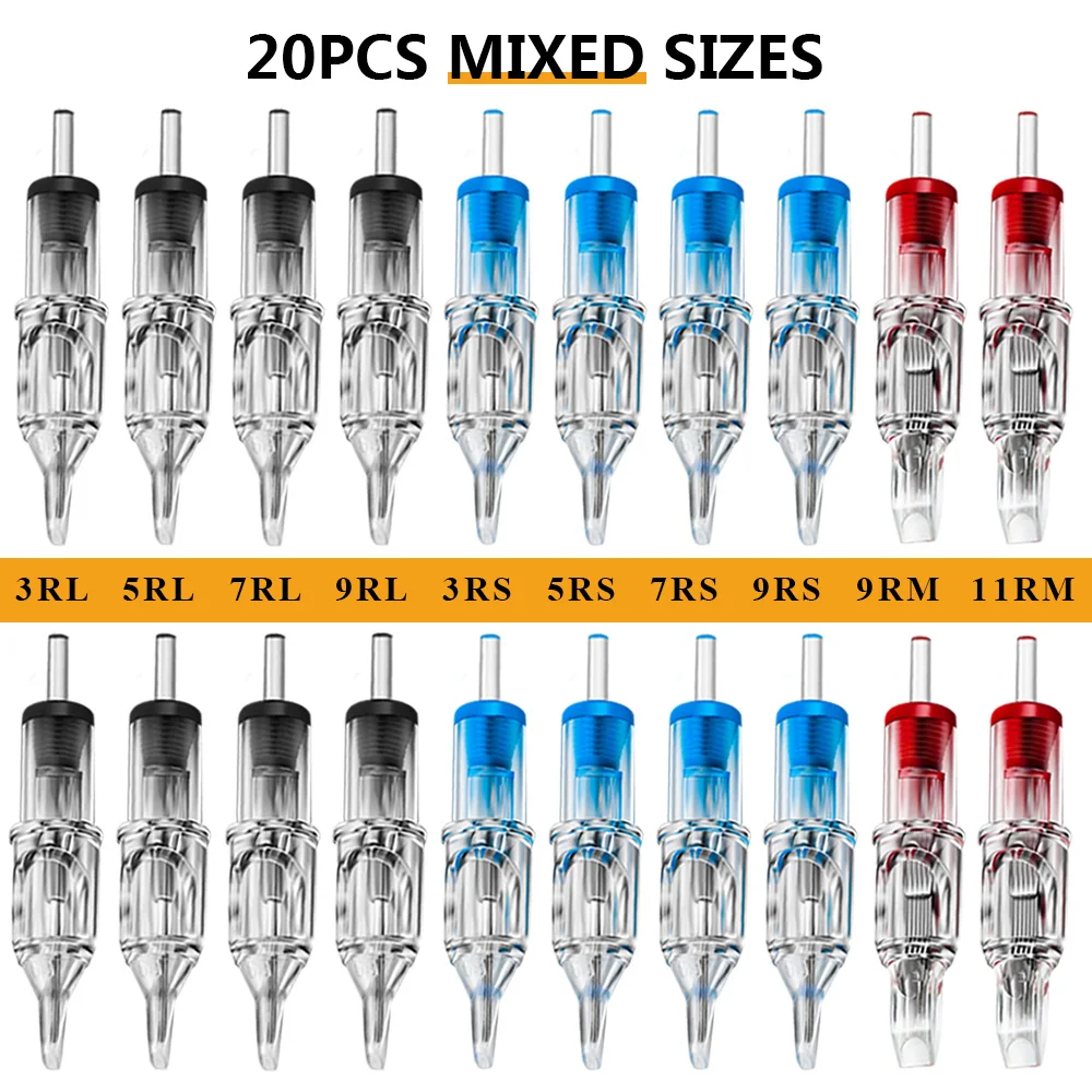 Top Trends: Mixed Sizes Tattoo Cartridge Needle 0.35mm RL / RS / RM / M1 Needle Round Liner Shader Needle Tattoo Needles For Tattoo Machine Gun Shoppable Styles