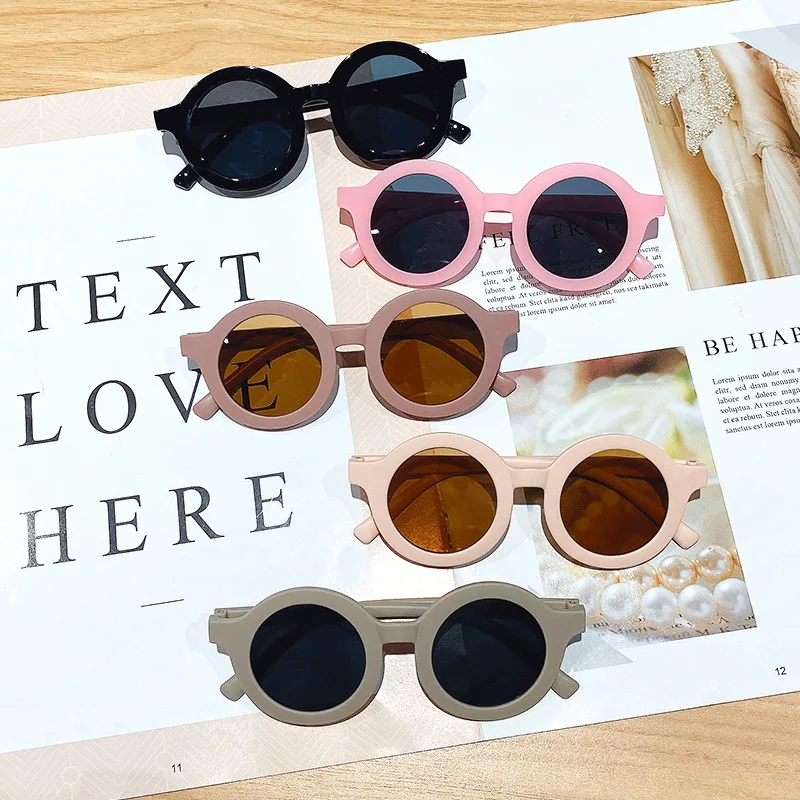 Top Trends: Free Shipping Children's Color Round Frame Light PC Cute Small Face Sunglasses Shoppable Styles