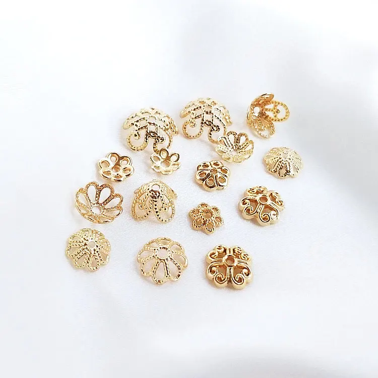 Top Trends: 20PCS 14K Gold Plated Brass Flower Beads Caps High Quality Diy Jewelry Accessories Shoppable Styles - Image 4