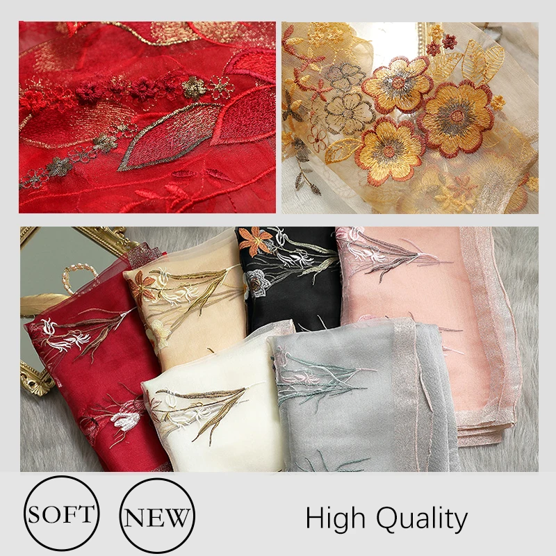 Top Trends: Solid Silk Women Scarf Winter Warm Wool Shawls Lady Wraps Bufanda Floral Pashmina Luxury Embroidery Warn Scarves 2022 New Shoppable Styles - Image 3