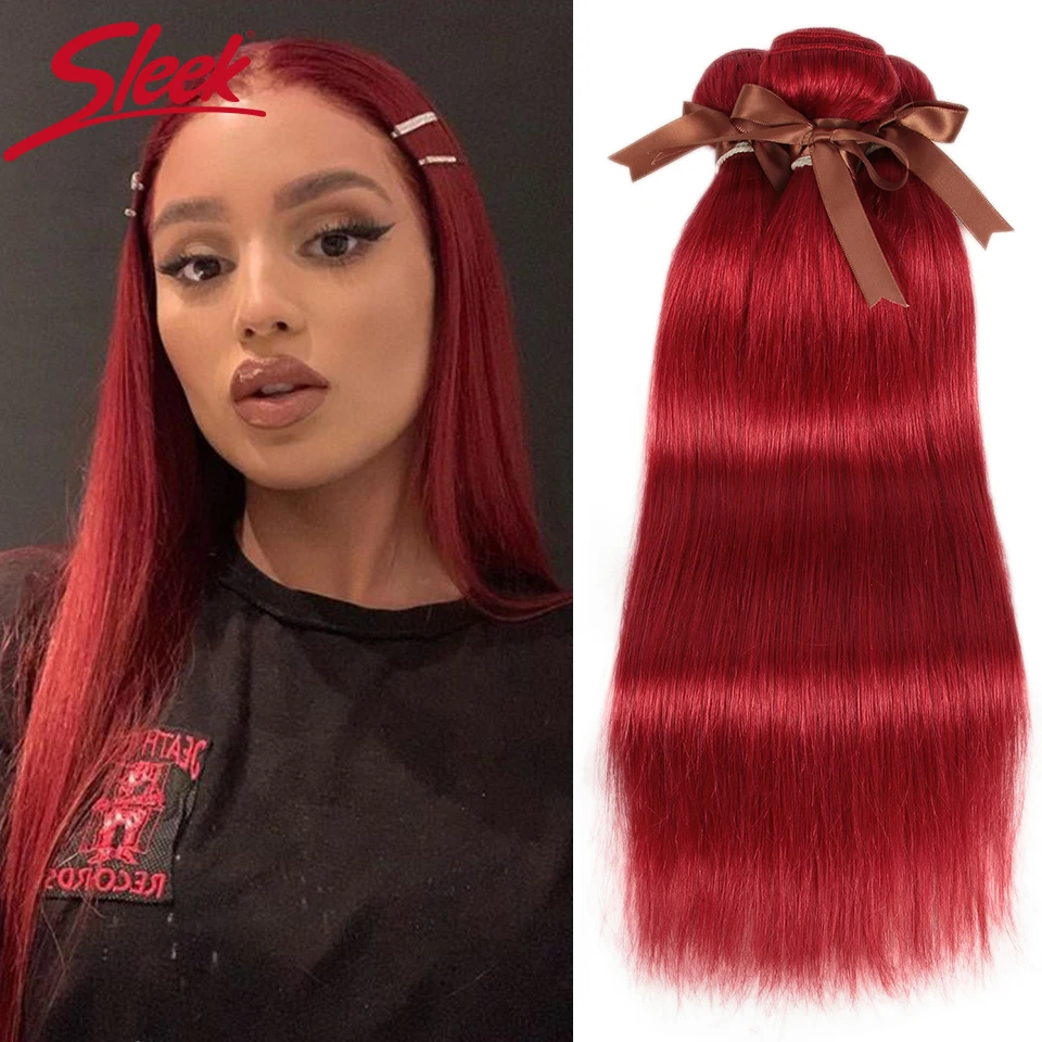 Top Trends: Sleek Red Human Hair Bundles 30 Inch Colored Remy Brazilian Hair Extensions Blonde Burgundy Colored Single Bundles Wholesale Shoppable Styles