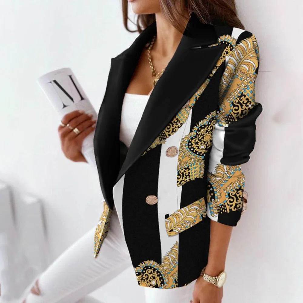 Top Trends: Autumn Office Lady Elegant Blazer Coats Fashion Turn-Down Collar Women Outerwear Spring Casual Simple Long Sleeve Jackets Printe Shoppable Styles