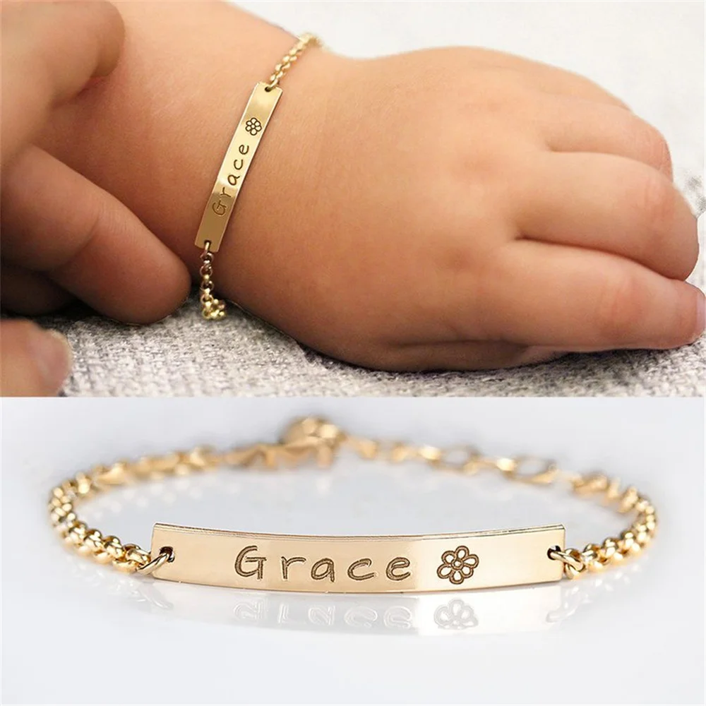 Top Trends: Custom Name Bracelet Personalized Lettering Baby Bangle Stainless Steel Customized Name Bracelet Birthday Gift For Child Shoppable Styles