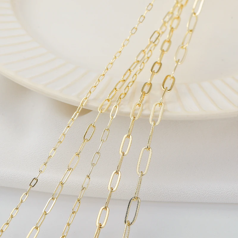 Top Trends: 18K Real Gold Plated Brass Paperclip Link Chain Flat Oval Cable Chain For DIY Handmade Necklace Bracelet Making Jewelry Findings Shoppable Styles