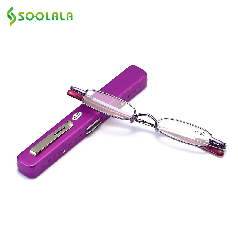 Top Trends: SOOLALA Mini Folding Reading Glasses W / Pen Clip Case Presbyopic Glasses Golden Magnifier Eyewear Small Reading Glasses Foldable Shoppable Styles - Image 4