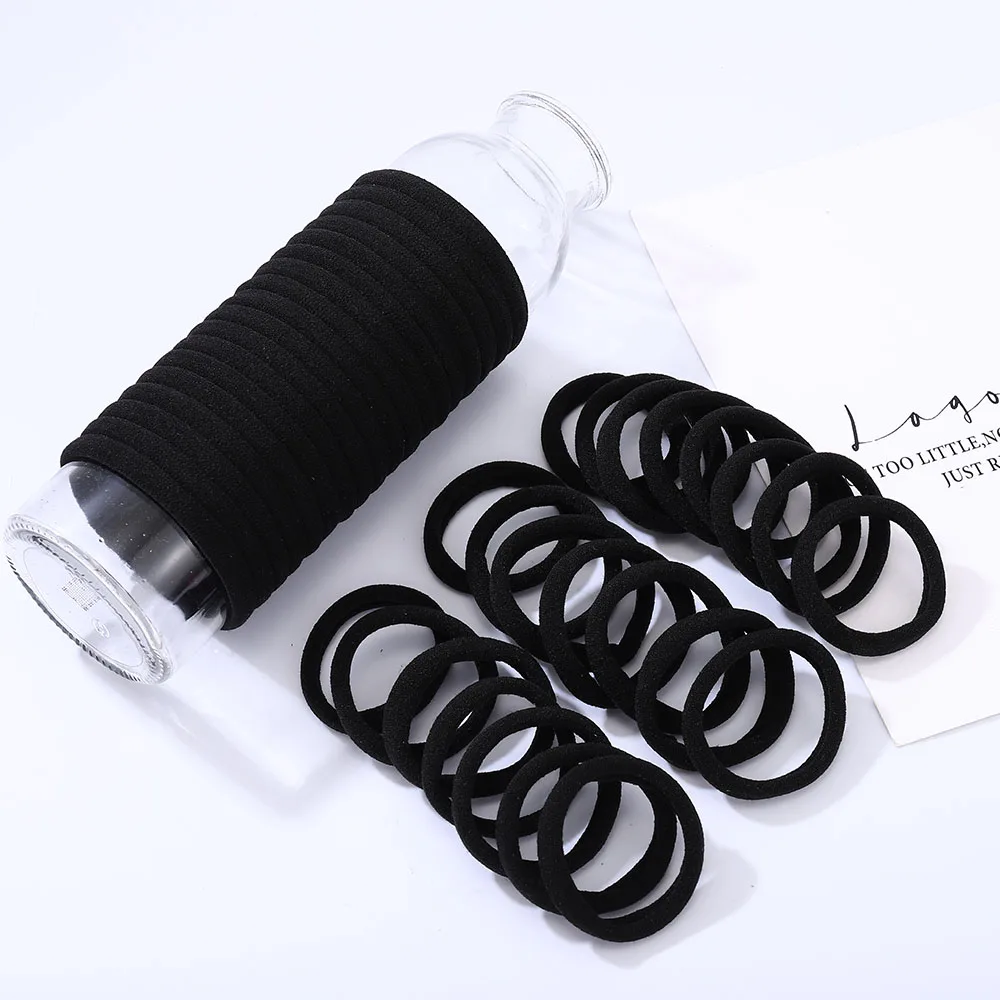 Top Trends: 40pcs Seamless Towel Loop Hair Rope High Elasticity Black Rubber Bands Girl Hair Accessories Bundle Hair New Arrivals Shoppable Styles