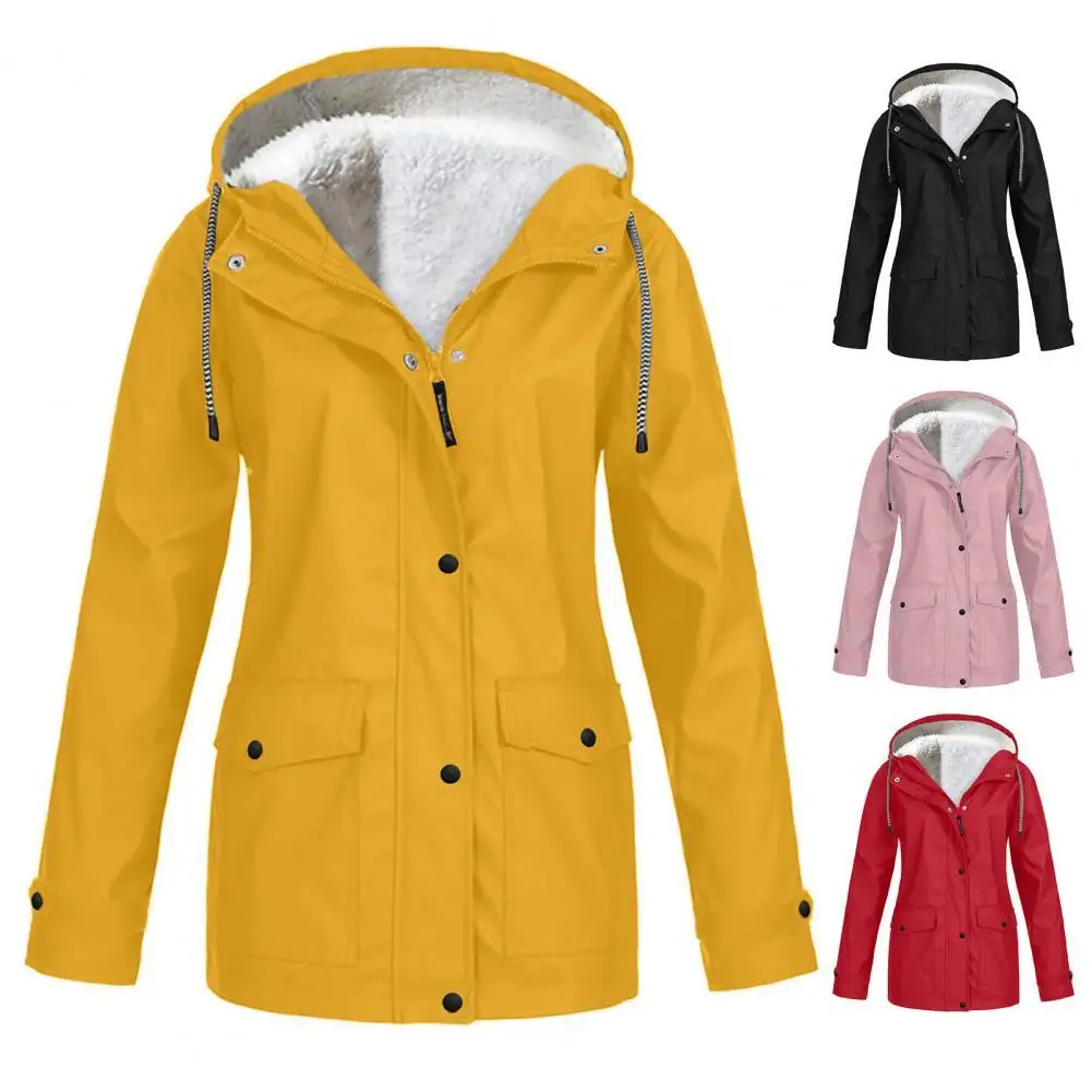 Top Trends: Women&#039;s Solid Rain Jacket 2021 Outdoor Hiking Hoodie Waterproof WindProof Long Coat Femme Warm Outwear Plus Size Women Clothing Shoppable Styles