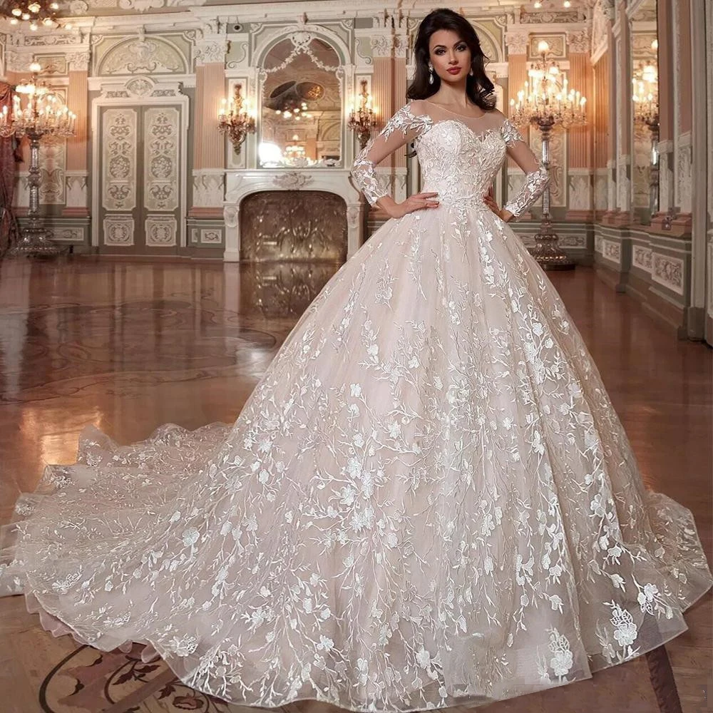 Top Trends: Luxury Lace Appliqued Wedding Dresses Bridal Gowns 3D Flowers Beaded Long Sleeve Sexy Marriage Dresses Vestidos De Novia Shoppable Styles