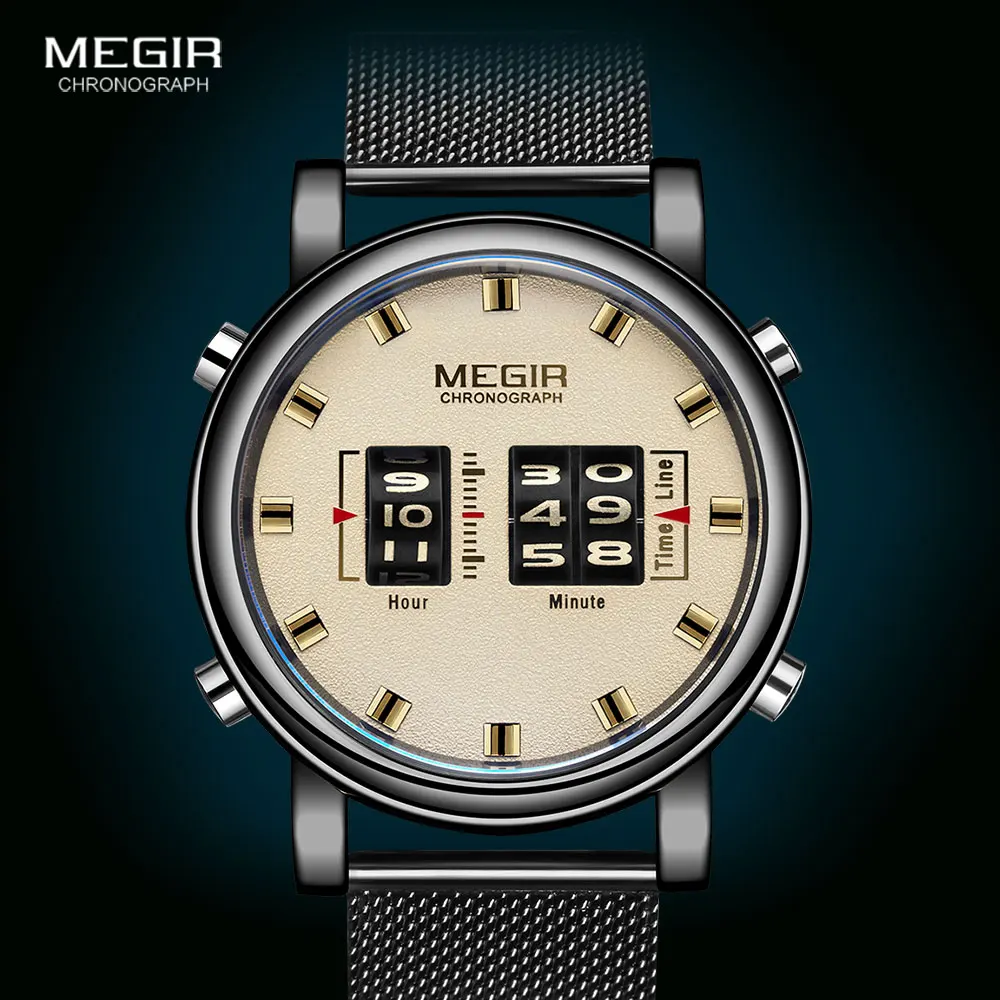 Top Trends: MEGIR 2020 New Luxury Watches Men Military Sport Roller Pointer Quartz Watch Man Fashion Stainless Steel Mesh Strap Wristwatch Shoppable Styles