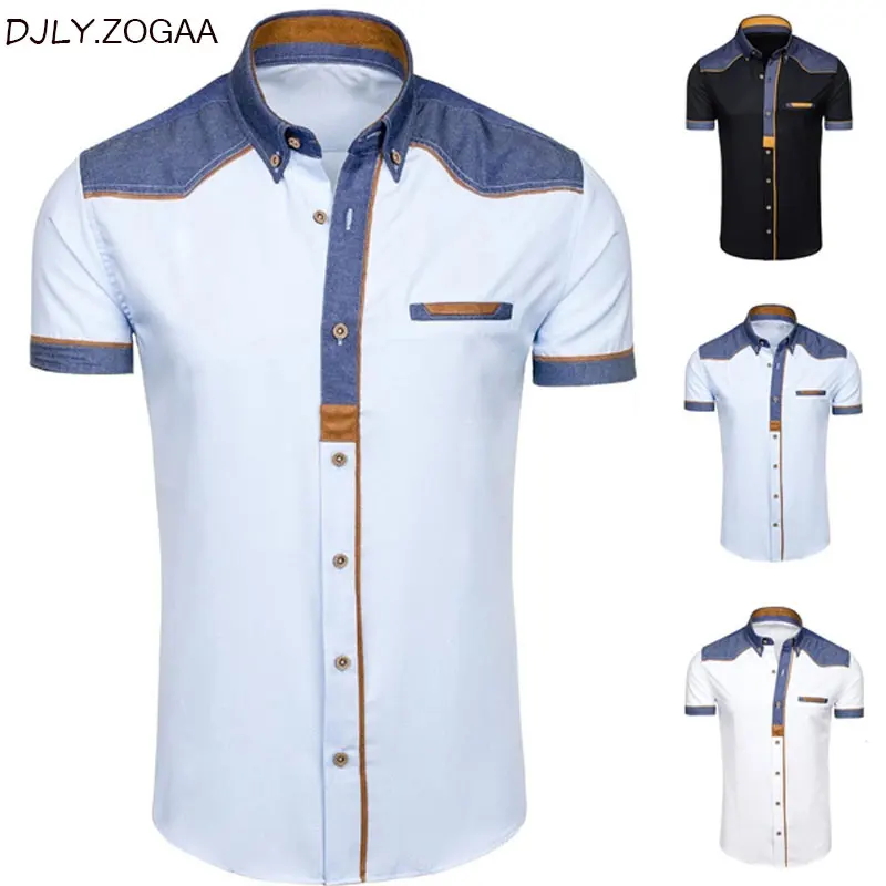 Top Trends: ZOGAA Men's Shirts Fashion Denim Short Sleeve Formal Shirts Man Casual Summer Clothing Tops Slim Cotton Plus Size Male Shirts Shoppable Styles