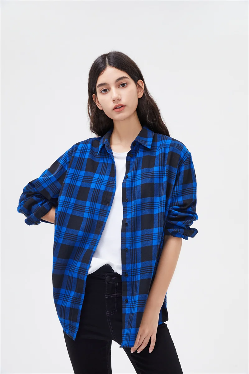 Top Trends: 2021 Spring Autumn Tops Women Plaid Shirts Loose Oversize Blouses Casual Flannel Female Top Long Sleeve Men Shirts Blusas Shoppable Styles