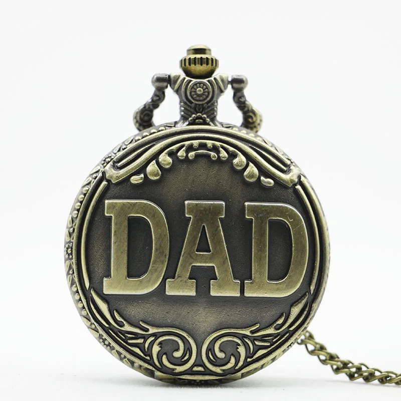 Top Trends: Antique Quartz DAD Pocket Watch Vintage Necklace Pendant Bronze Mens Happy Father&#039;s Day Gift Relogio De Bolso Shoppable Styles