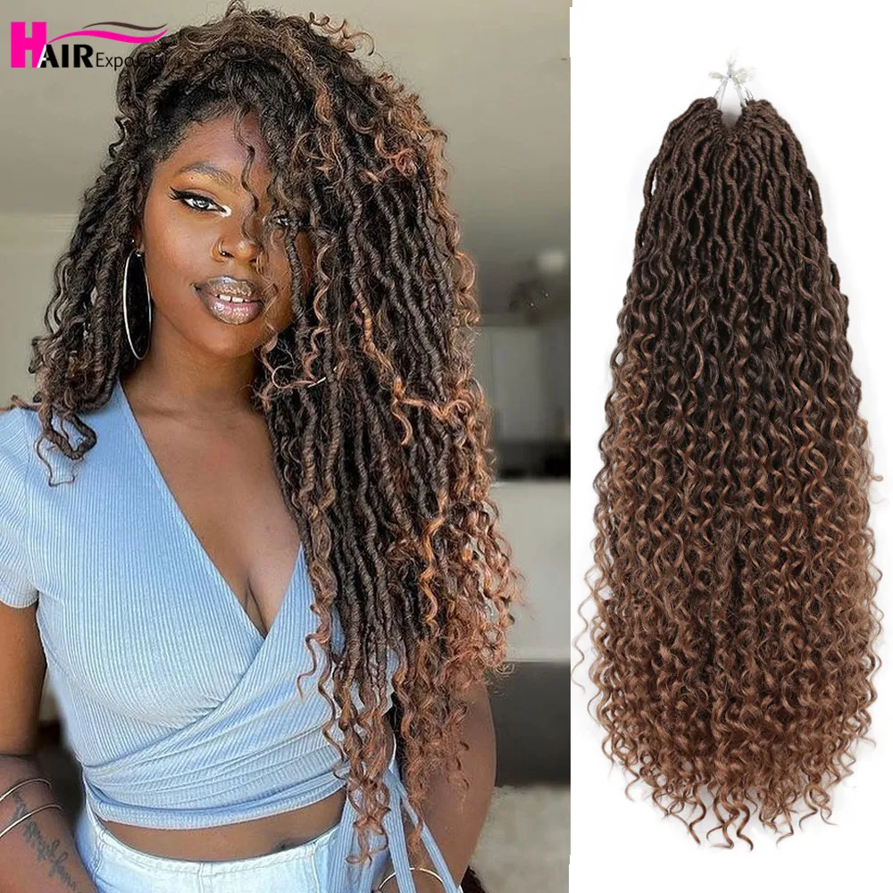 Top Trends: 14-26 Inch Goddess Faux Locs Crochet Hair Soft River Locs Curly Hair Ombre Synthetic Braiding Hair Extensions 613 Hair Expo City Shoppable Styles