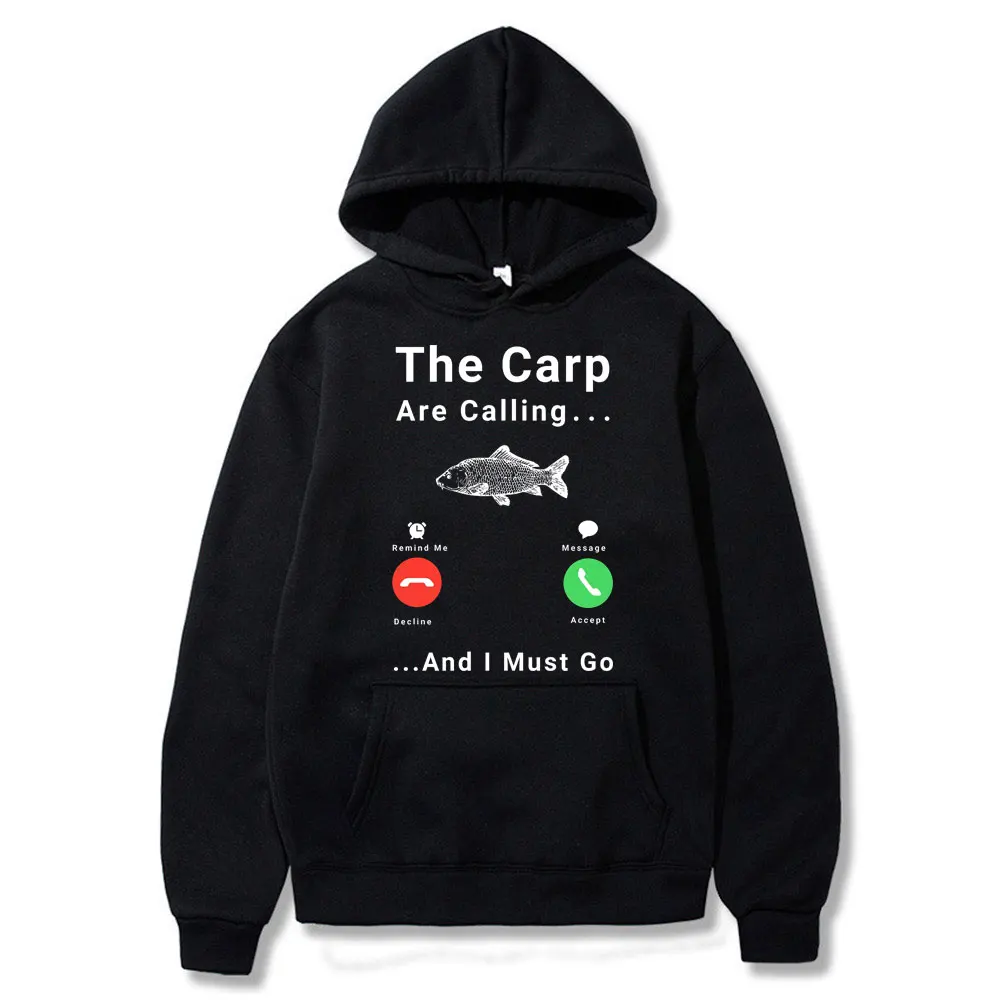 Top Trends: 2021 New The Carp Is Calling Print Hoodie I Must Go Fishing Men Women Hip Hop Street Clothing Hoodies Sweatshirt Male Hoody Shoppable Styles