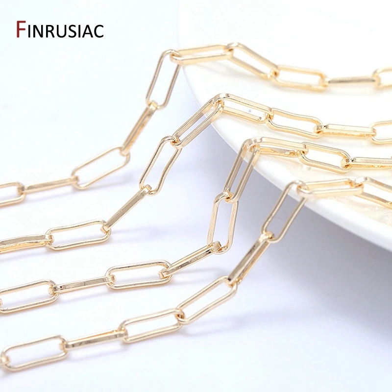 Top Trends: Jewelry Making Supplies 14K Real Gold Plated Brass Paperclip Chains Cable Chain For Jewelry Making DIY Necklace Bracelet Chains Shoppable Styles