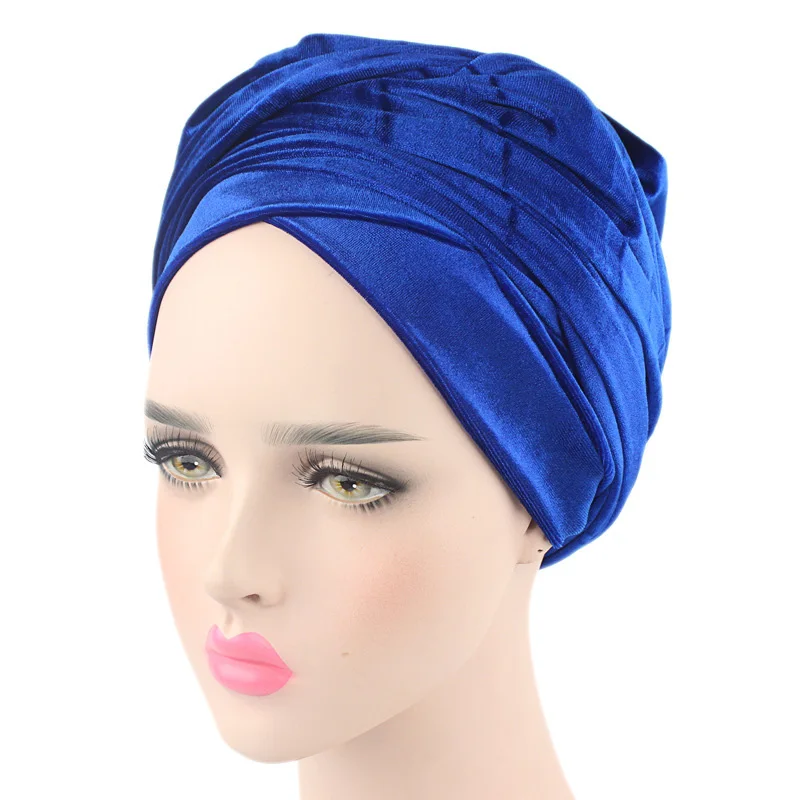 Top Trends: 2022 Plain Velvet Hijab Turban Cap Muslim Long-tailed Headscarf Hat Islamic Under Scarf Bonnet Ladies African Wrap Head Scarves Shoppable Styles - Image 4