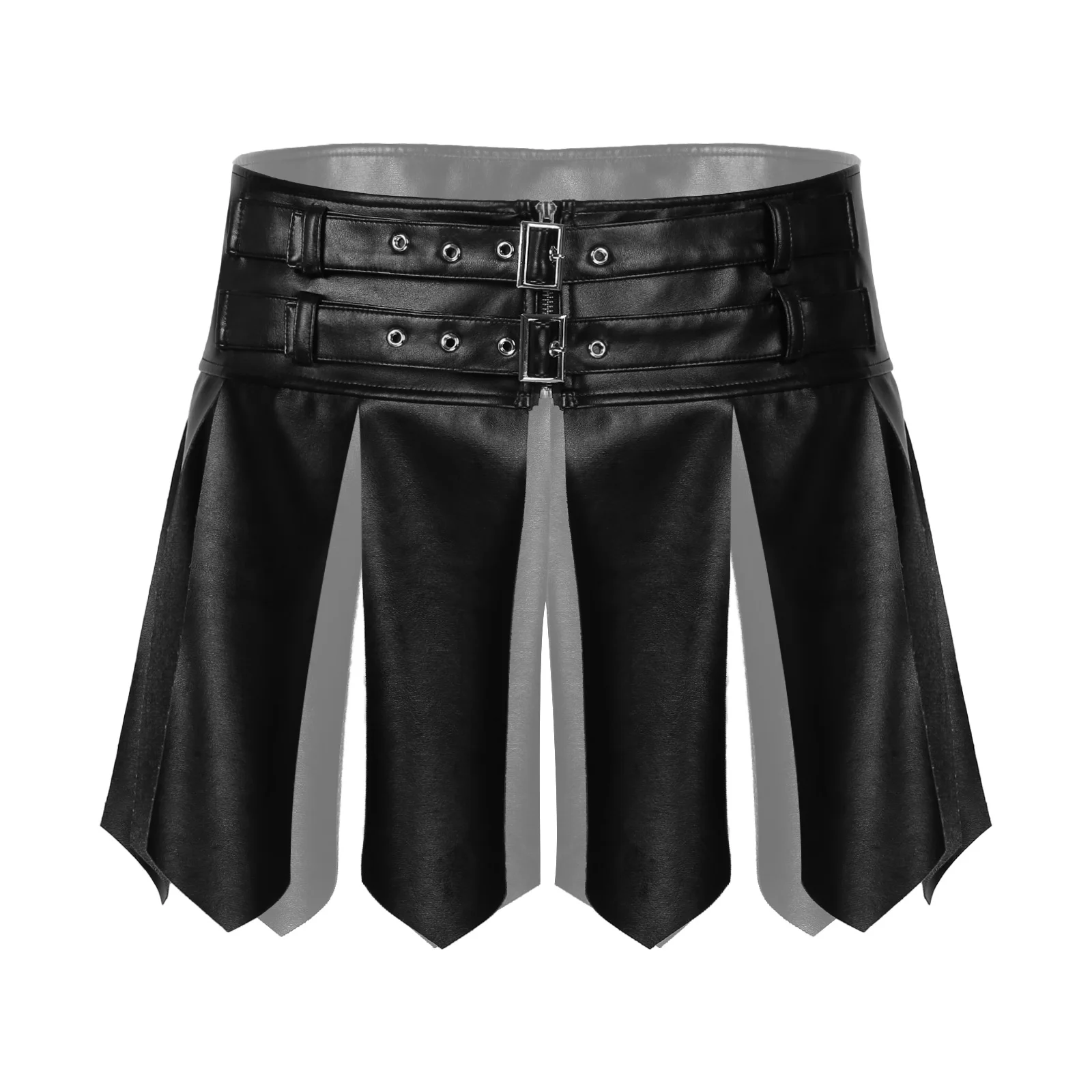 Top Trends: Black Men Adult Faux Leather Tassel Skirt Roman Gladiator Cosplay Costume High Waist Gladiator Skirts Belt Adjustable Waistband Shoppable Styles