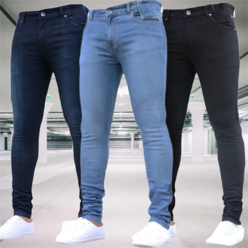 Top Trends: Man Pants Retro Washing Zipper Stretch Jeans Casual Slim Fit Trousers Male Plus Size Pencil Pants Denim Skinny Jeans For Men Shoppable Styles