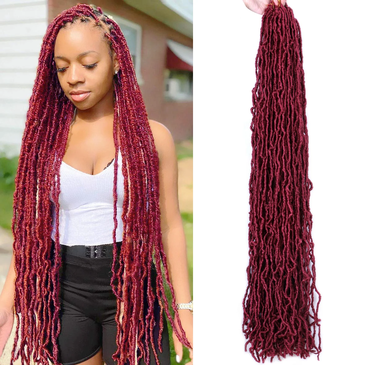 Top Trends: Mtmei Hair Faux Locs Crochet Hair Long Curly Dreadlocks Hair Extensions Natural Soft Locs Crochet Braids Red Burgundy Ombre Shoppable Styles