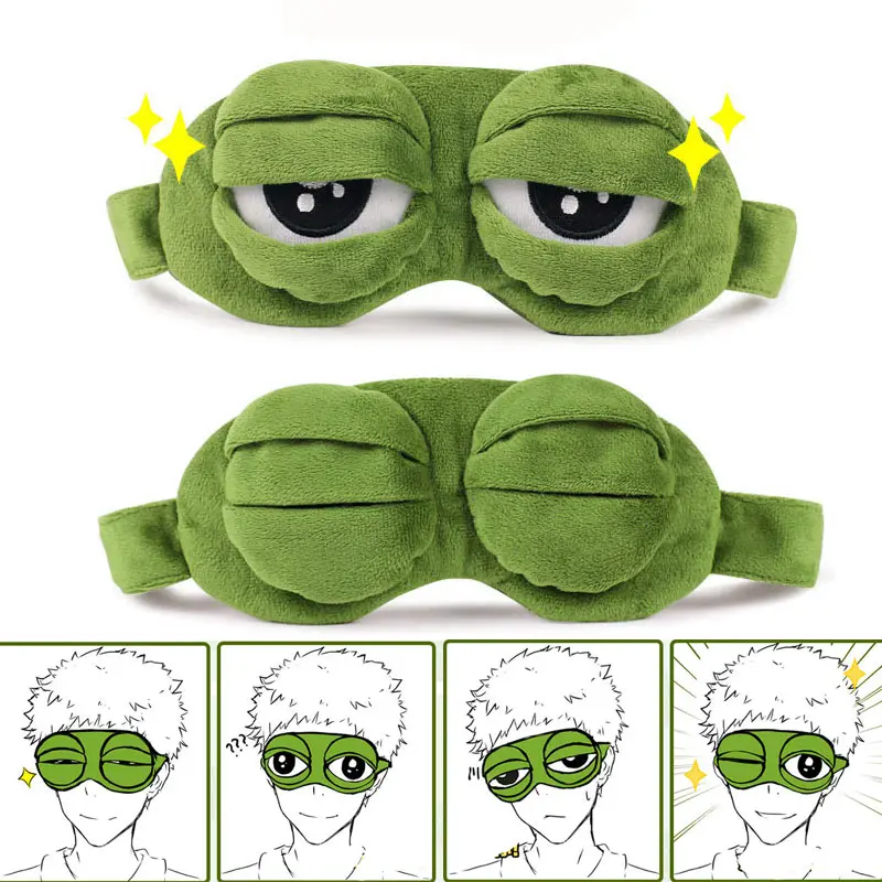 Top Trends: 1pc Sad Frog Sleep Mask Eyeshade Plush Eye Cover Travel Relax Gift Blindfold Cute Patches Cartoon Sleeping Mask For Kid Adult Shoppable Styles