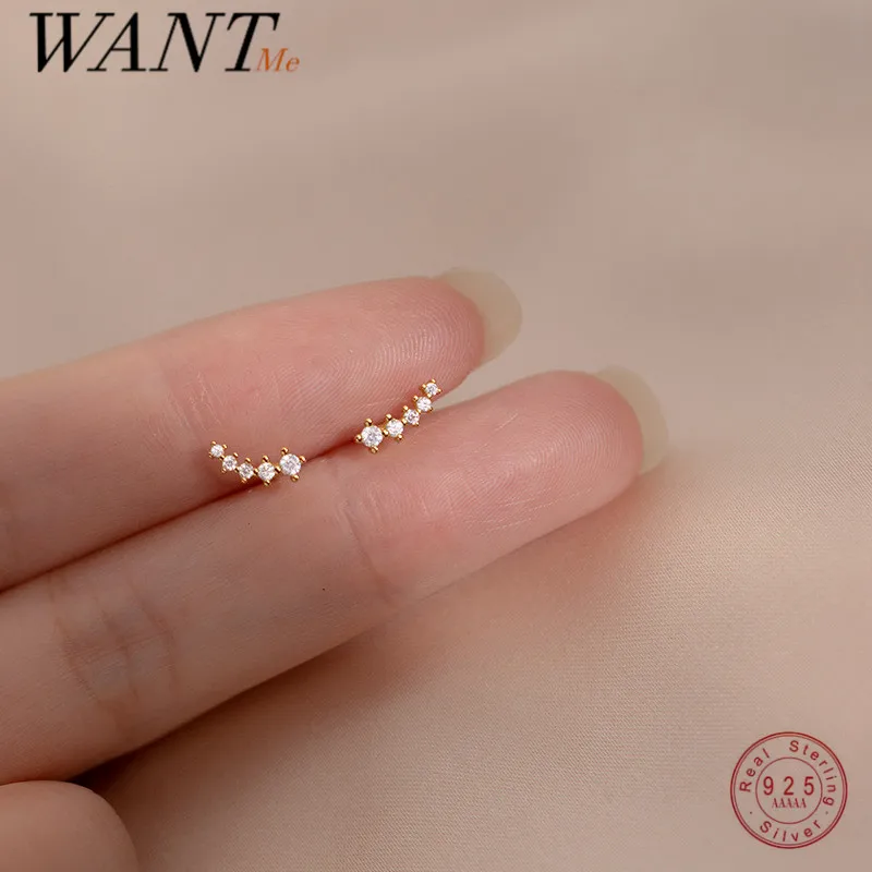 Top Trends: WANTME 925 Sterling Silver Simple Korean Pave Zircon Mini Small Stud Earrings For Teen Women Daily Life Party Piercing Jewelry Shoppable Styles