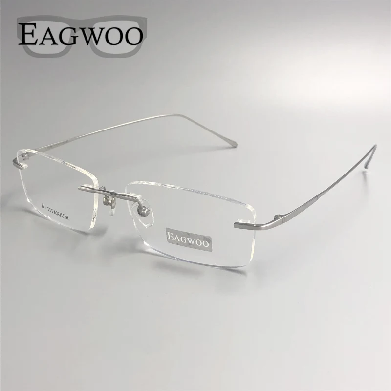 Top Trends: Pure Titanium Eyeglasses Rimless Optical Frame Prescription Spectacle Frameless Glasses For Wide Face With Long Temple 145mm Shoppable Styles