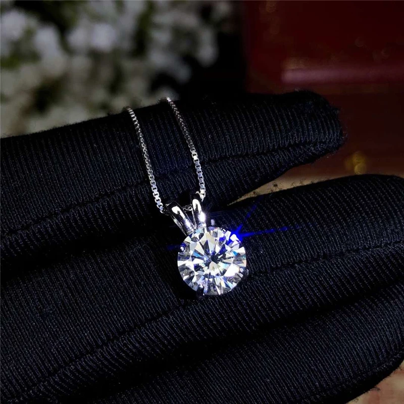 Top Trends: 2ct Lab Diamond Solitaire Pendant Necklace 925 Sterling Silver Choker Statement Necklace Women Silver 925 Jewelry With Box Chain Shoppable Styles