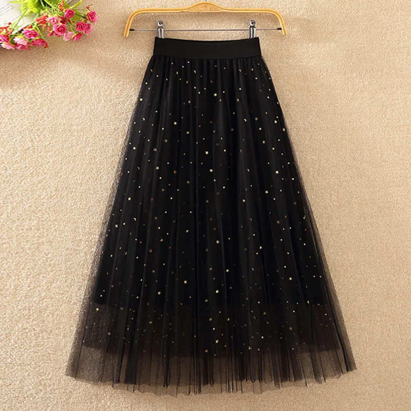 Top Trends: In The Spring Of 2022 New Long Dress In Black Pleated Skirt Large Yards Wave Light Net Veil Skirts Shoppable Styles