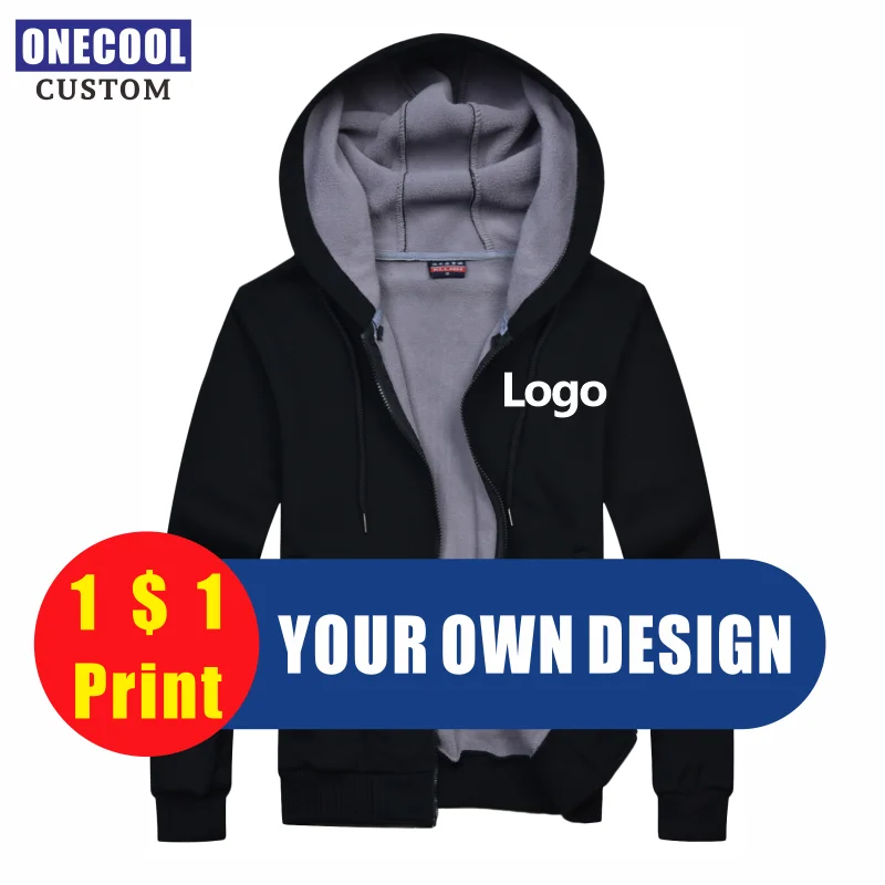 Top Trends: Zipper Hoodie Custom Logo Print Brand Sweatershirt Embroidery Men And Women Plus Velvet Jacket ONECOOL 2021 Shoppable Styles