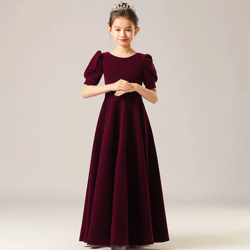 Top Trends: Teens Elegant Velvet Long Prom Dresses For Girls Children Carnival Costume Kids Wedding Party Evening Ball Gown 10 12 14 Years Shoppable Styles